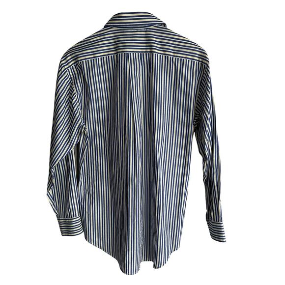 Lauren Ralph Lauren Striped Crest Embroidered Cotton Button Up Shirt 4 - Picture 3 of 7